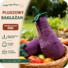 Wykrój krawiecki PDF na pluszaka w kształcie bakłażana.