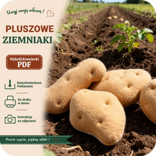 Szablona PDF na uszycie ziemniaka na maszynie do szycia lub ręcznie.