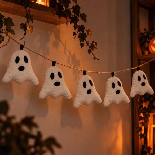 Girlanda na halloween - szablo na pluszowe duszki