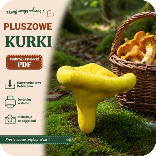 Wzór krawiecki PDF na uszycie pluszowych grzybów