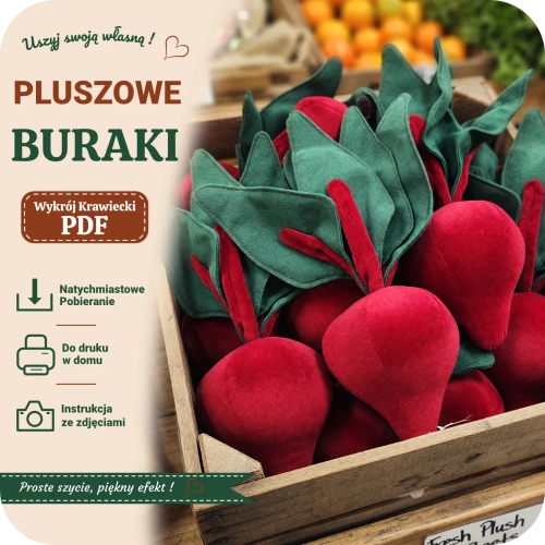 Wykrój krawiecki PDF na pluszowego buraka