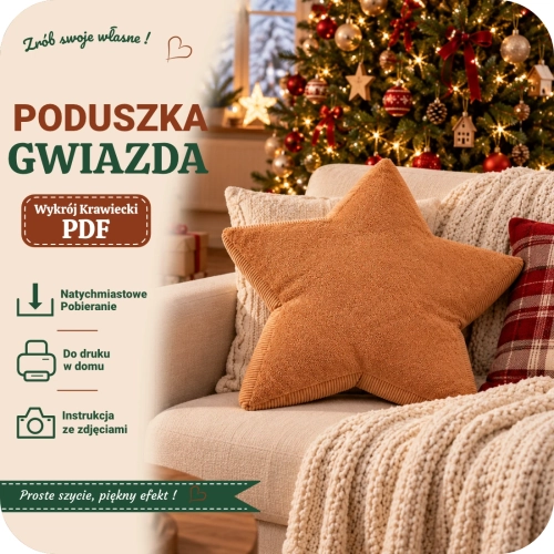Wykrój krawiecki na poduszkę gwiazdę
