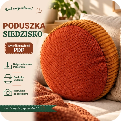 Wykrój krawiecki PDF na pluszowe siedzisko