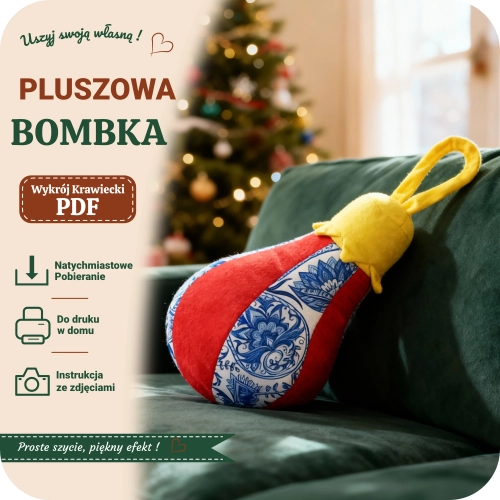 Szablon krawiecki na bombkę choinkową - wzór PDF