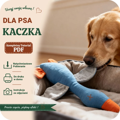 Wykrój krawiecki PDF na pluszowe kaczki dla psa