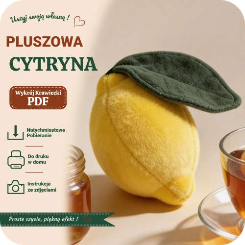 Darmowe wzory krawieckie - szablon pluszowa cytryna