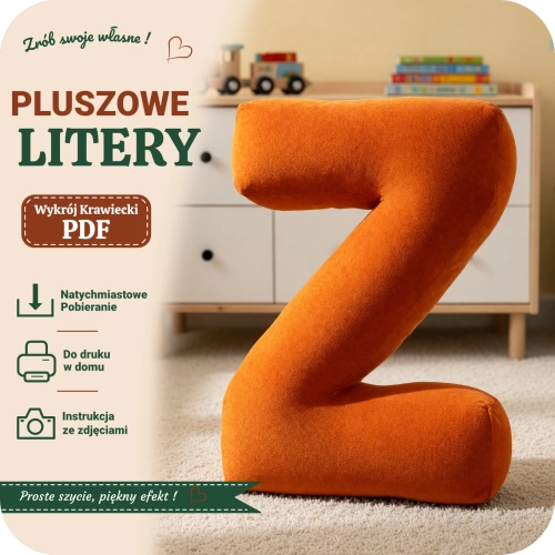 Wykrój krawiecki PDF na pluszową literę Z