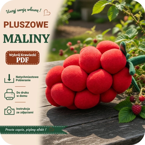 Szablon krawiecki PDF na pluszową malinę