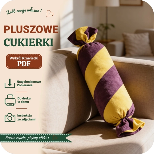 Wykrój krawiecki PDF na pluszowe cukierka, świderka