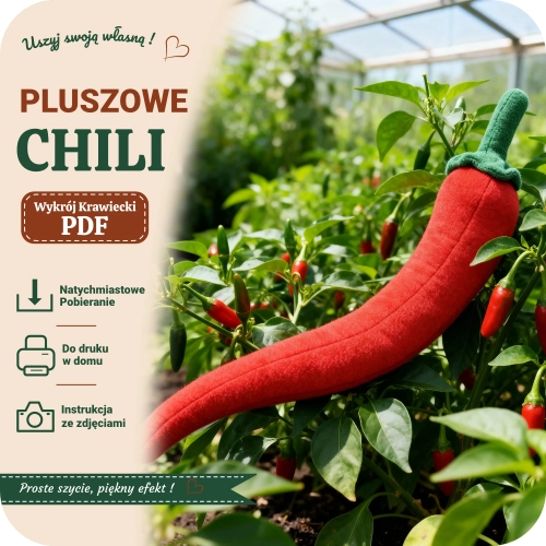 Wykrój krawiecki PDF na uszycie pluszowej papryczki chili