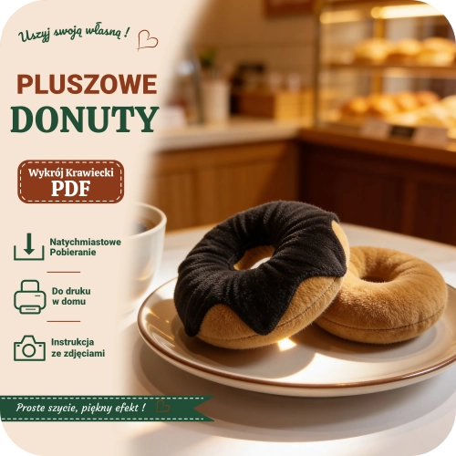 Darmowy wykrój krawiecki PDF na pluszowego pączka oponkę
