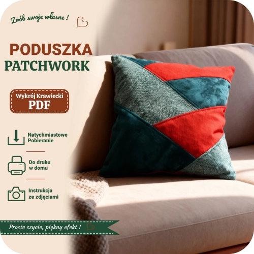 Jak uszyć poduszkę patchworkową - wykrój na poduszkę
