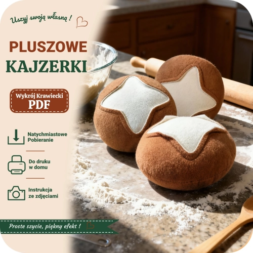 Szablon krawiecki na pluszową bułkę - poduszka bułka